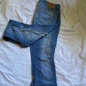 Ripped blue jeans